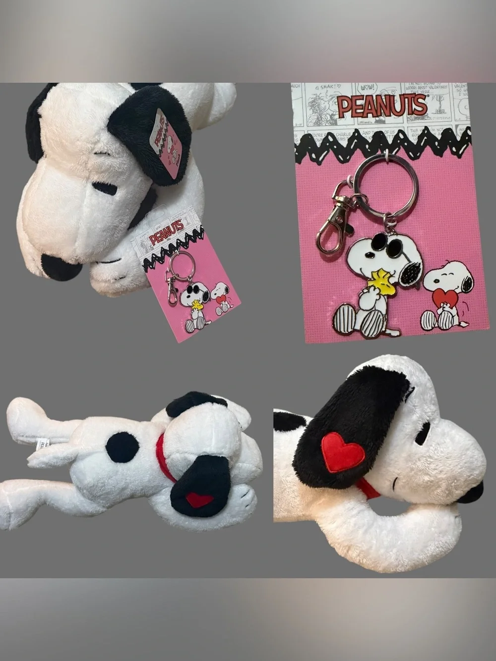 New W/ Tags! Peanuts 21” Lying Snoopy Plush & Snoopy / Woodstock Enamel Keychain